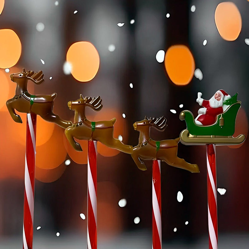 Espeto Solar de Natal LED - Trenó e Renas