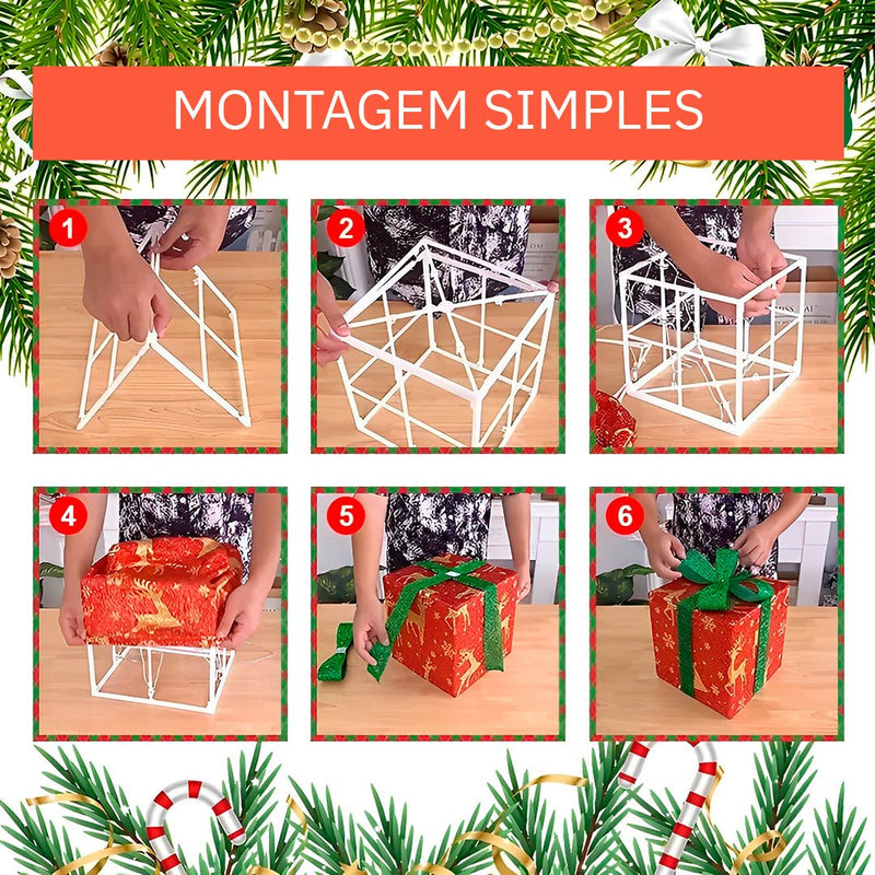 Caixa de Presente Iluminada de Natal LED